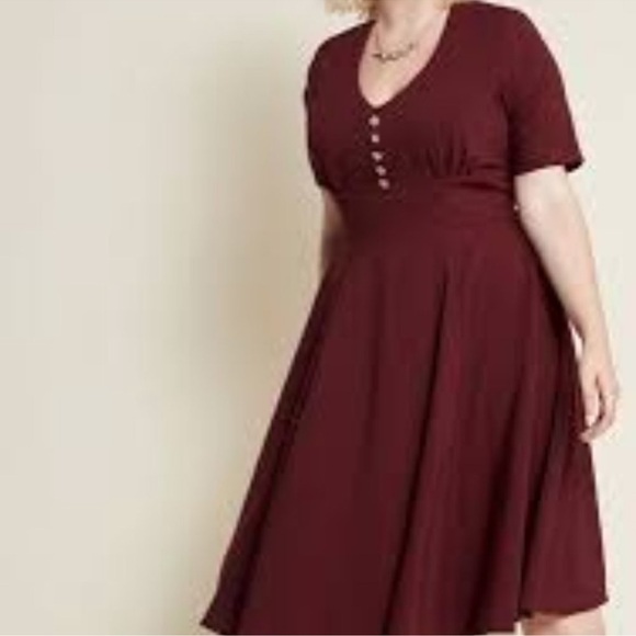 NWT Hell Bunny Burgundy Red Embellished Rhinestone Fit & Flare ModCloth Holiday - Picture 3 of 12
